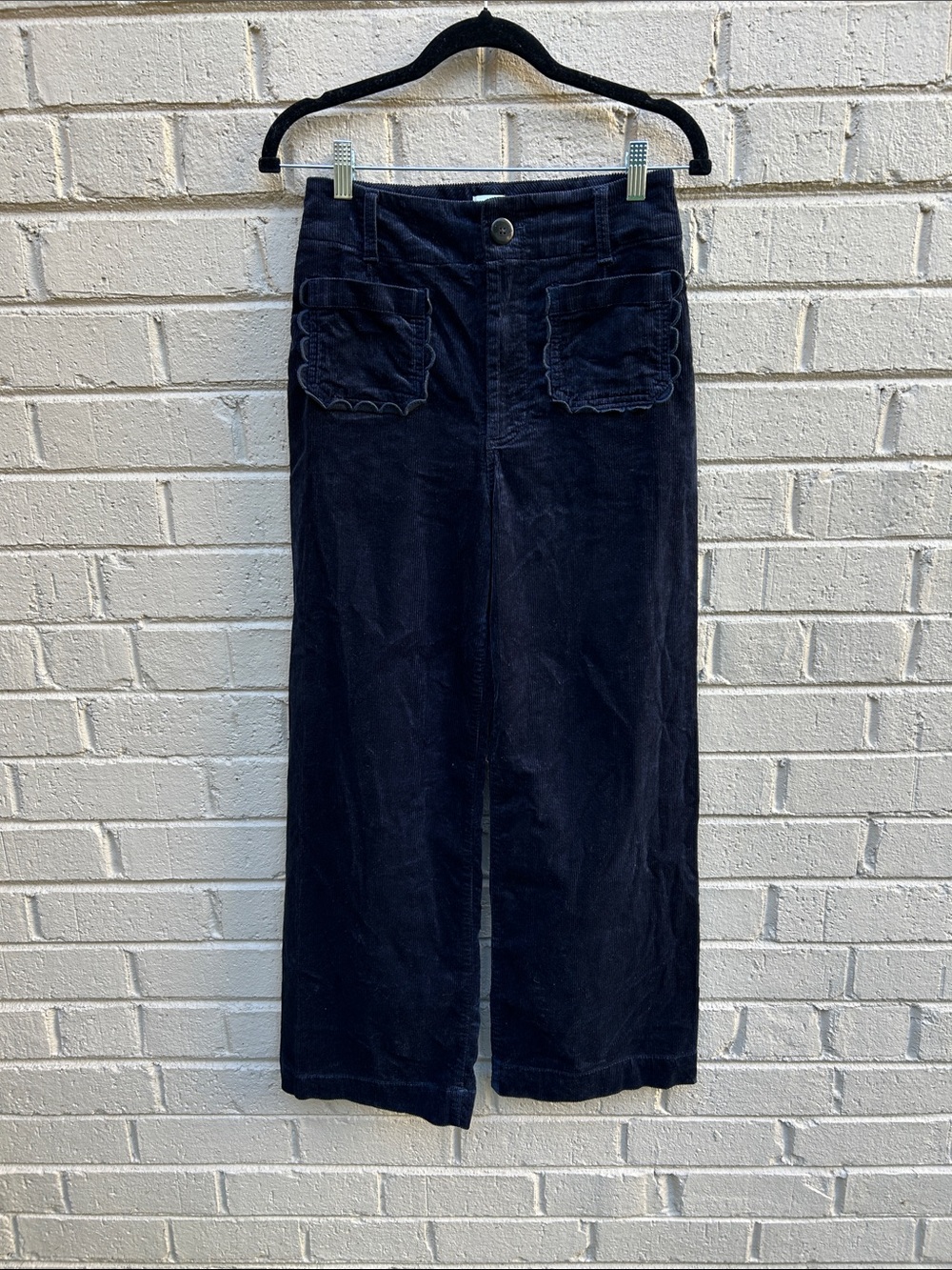 Anthropologie Maeve Colette Corduroy Scalloped Pockets Wide Leg Pants 27 TALL - Picture 3 of 11